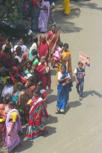 Political rally. State parliamentary elections are next week and it's fierce. Women marched separately from men. 